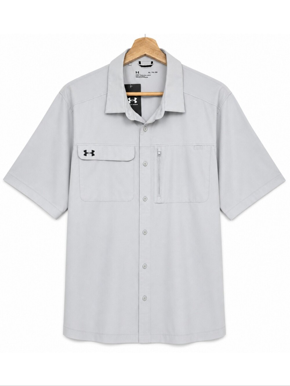 Under Armour Motivate Fishing Shirt XL NWT Gray Performance Button Up Loose Fit